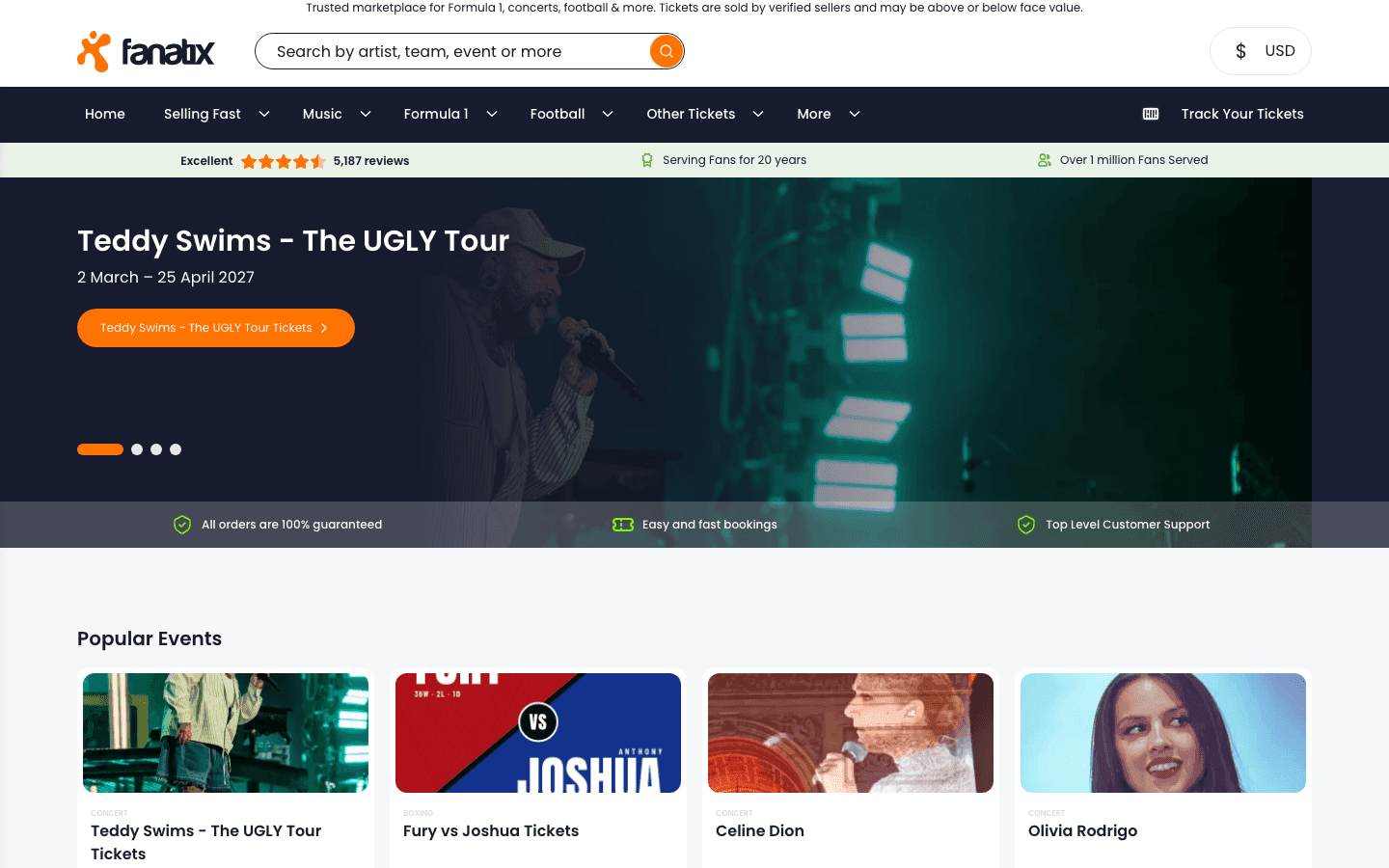 Fanatix website homepage, captured 29 October 2026